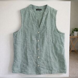 Francesca Bettini 100% Linen sleeveless button down made in Italy sz L